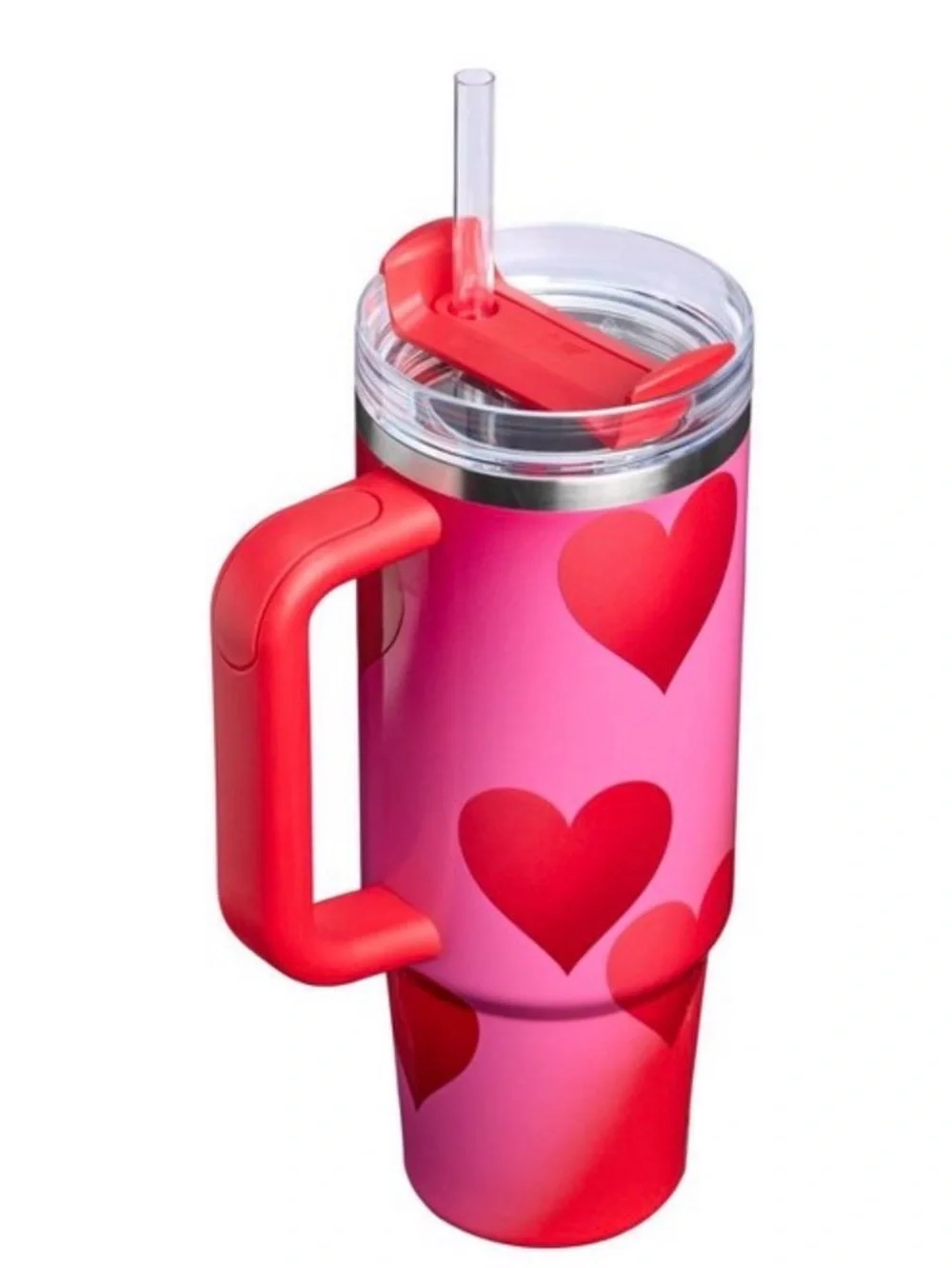 Stanley Red and Pink Heart Mug Tumbler with Handle 2026 - Picture 3 of 3